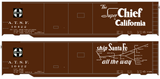 Santa Fe 50 Ft Double Door Boxcar White Super Chief/Map - Decal