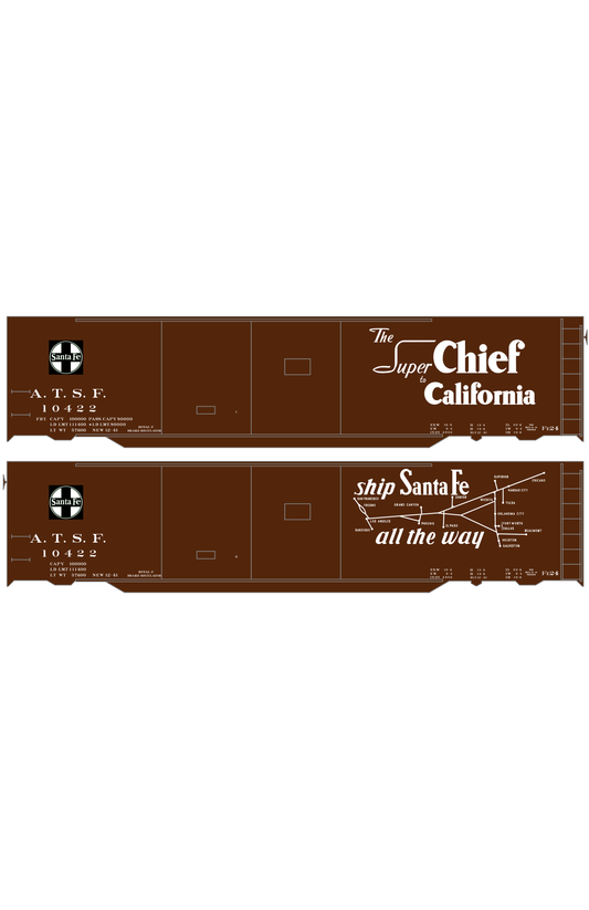 Santa Fe 50 Ft Double Door Boxcar White Super Chief/Map