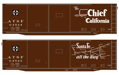 Santa Fe 40 Ft Double Door Fe-26 Boxcar White Super Chief/Map - Decal