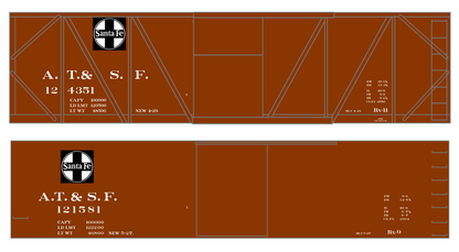 Santa Fe Single and Double Sheathed Boxcars White