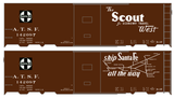 Santa Fe 40 Ft Single Door Boxcar White Scout/Map - Decal
