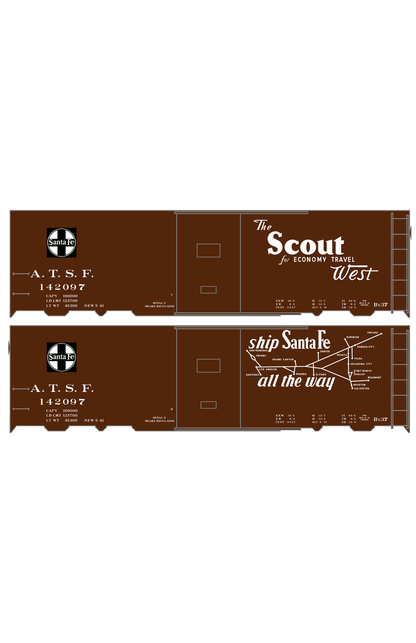 Santa Fe 40 Ft Single Door Boxcar White Scout/Map