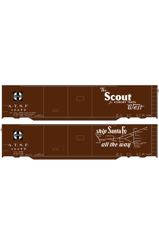 Santa Fe 50 Ft Double Door Boxcar White Scout/Map
