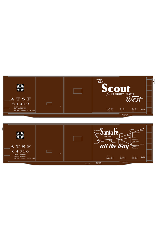 Santa Fe 40 Ft Double Door Fe-26 Boxcar White Scout/Map