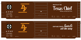 Santa Fe 50 Ft DF Boxcar White and Orange Texas Chief - Decal
