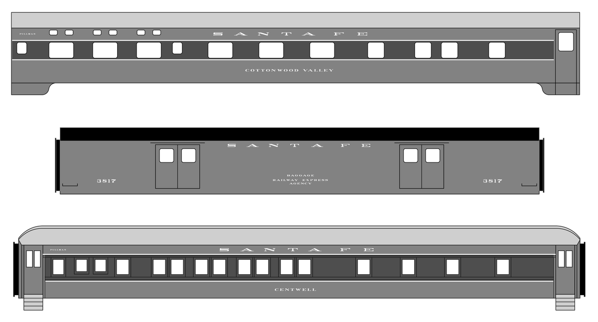 Santa Fe Smoothside/Heavyweight Passenger Cars White #1 - Decal