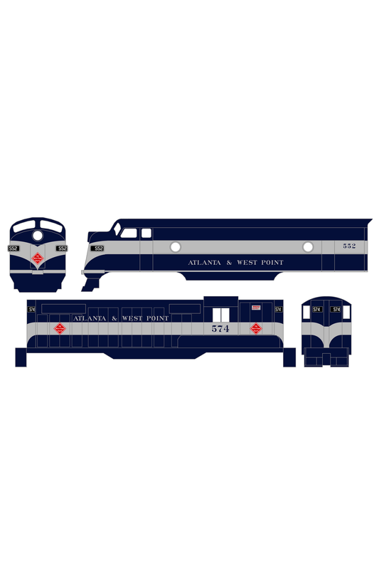 Atlanta and West Point Diesel Locomotive Silver and Blue West Point Route