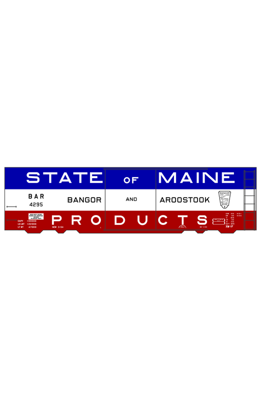 Bangor and Aroostook 40 Ft Boxcar Black and White State Of Maine