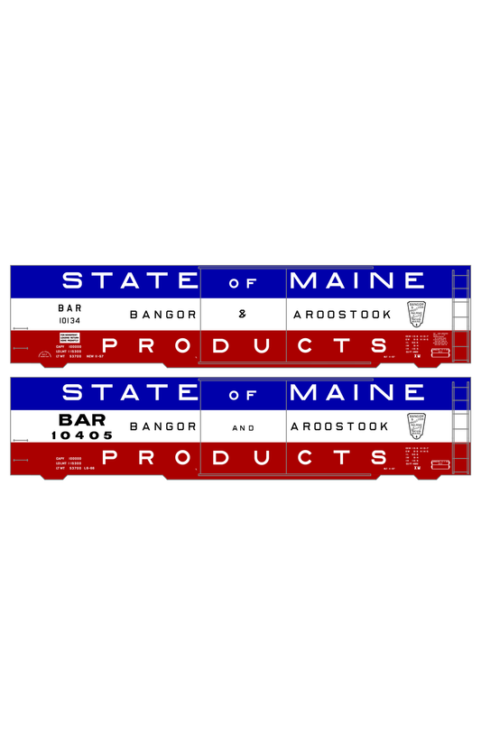 Bangor and Aroostook 50 Ft Boxcar Black and White State Of Maine