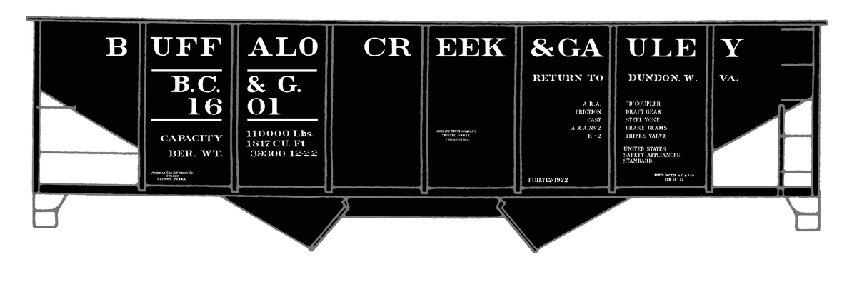 Buffalo Creek and Gauley Twin Hopper Car White