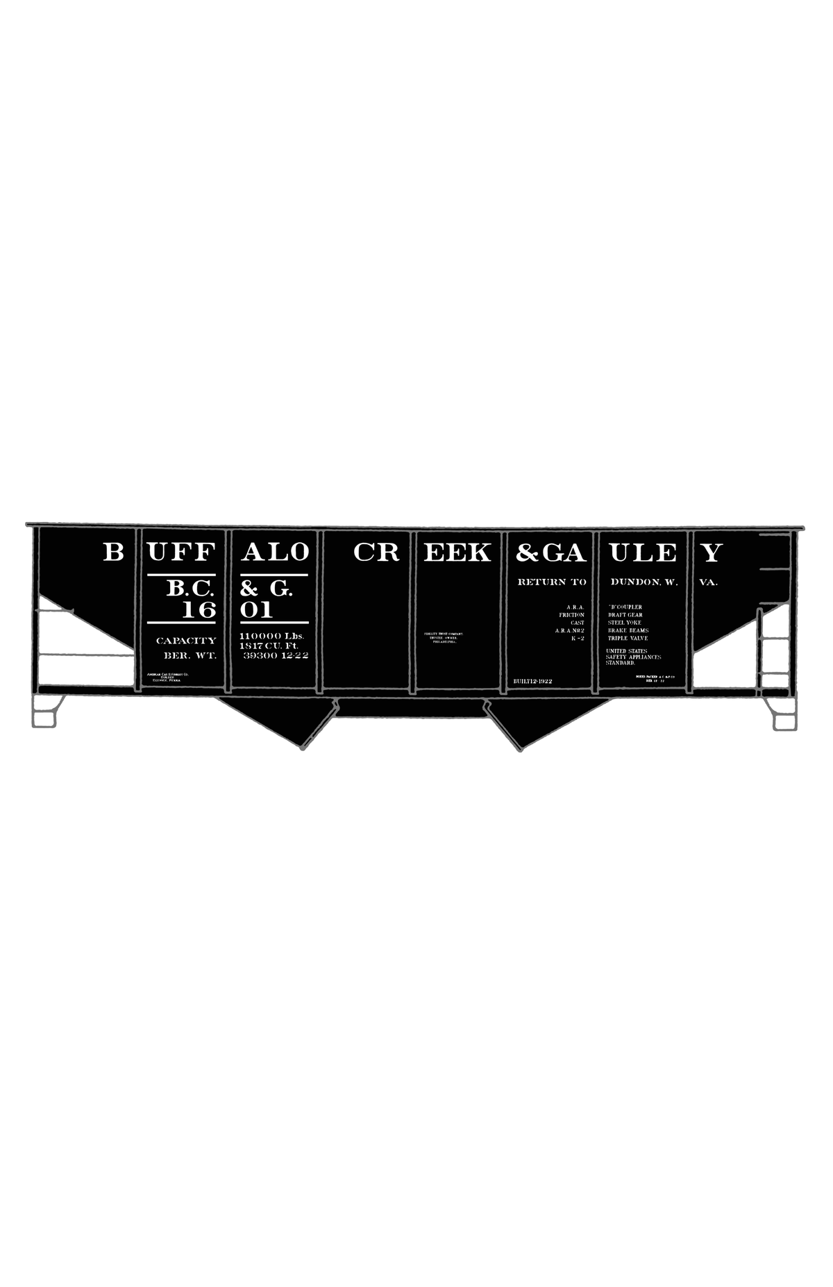 Buffalo Creek and Gauley Twin Hopper Car White