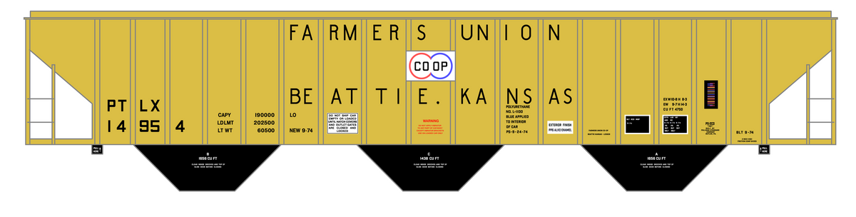 Farmers Union Coop Beattie Kansas PS2-CD Covered Hopper Black