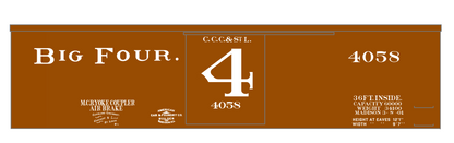 CCC&StL Big Four 36 Ft Wood Boxcar White 4 On the Door