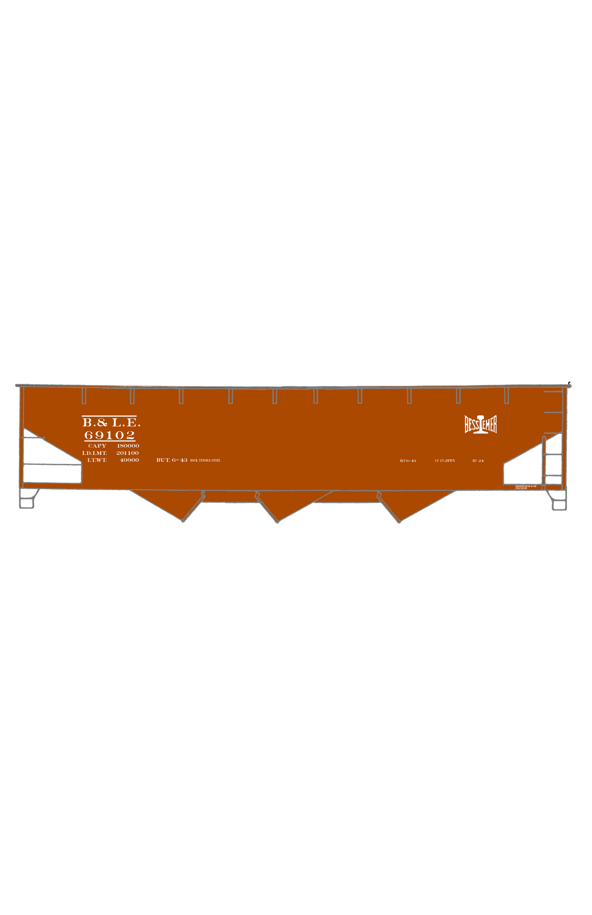 Bessemer and Lake Erie Triple Hopper White B&LE