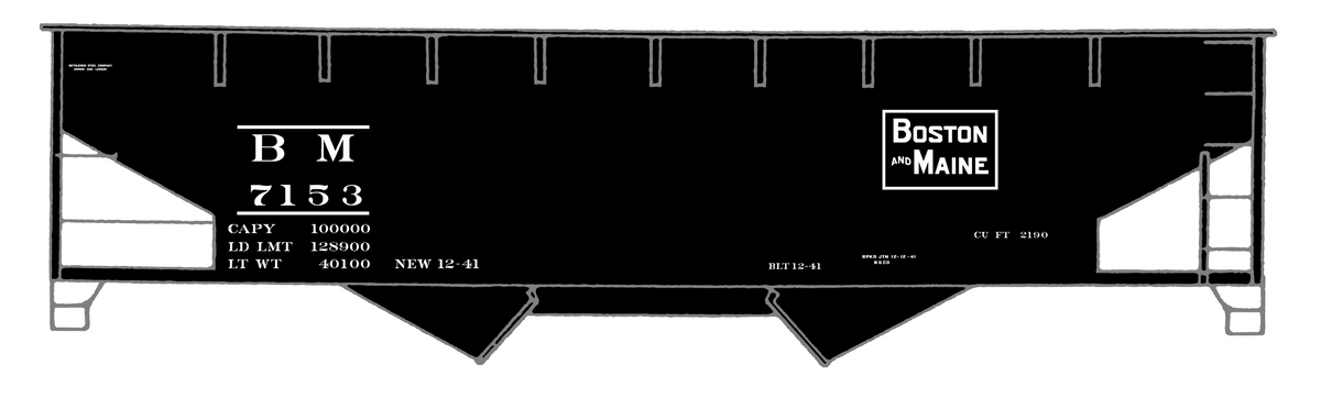 Boston and Maine Offset Twin Hopper White