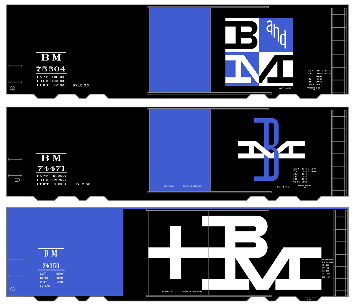 Boston and Maine 40 Ft Boxcar White and Blue Experimental Paint Schemes