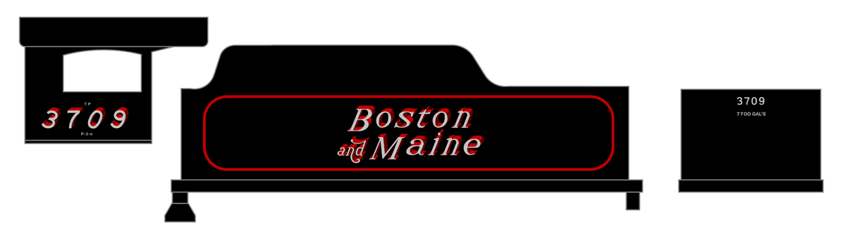 Boston and Maine Steam Locomotive Silver and Red