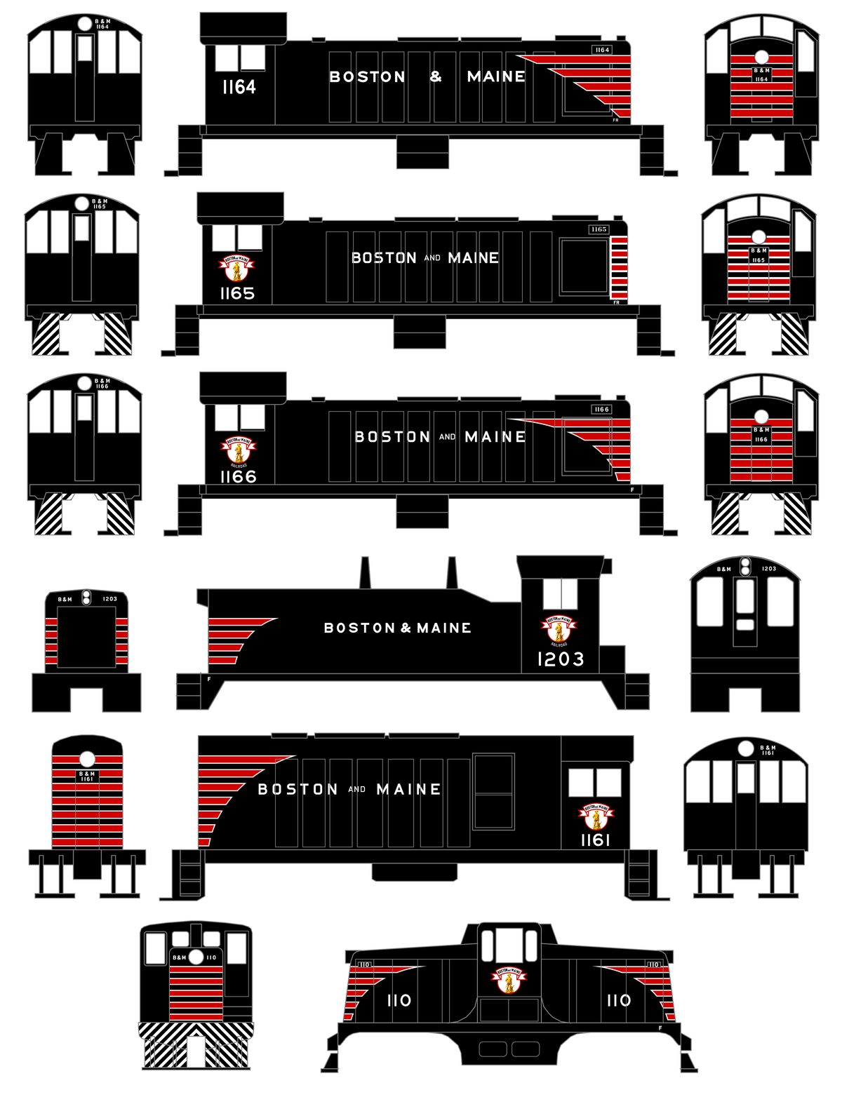 Boston and Maine Diesel Switcher Locomotive Red and White