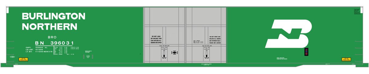 Burlington Northern 86 Ft Auto Parts Boxcar White