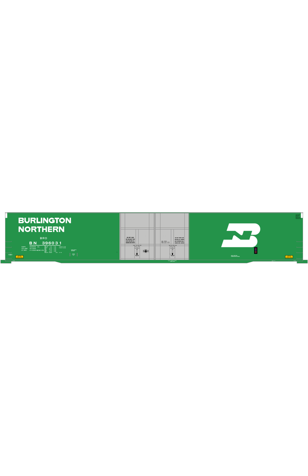 Burlington Northern 86 Ft Auto Parts Boxcar White