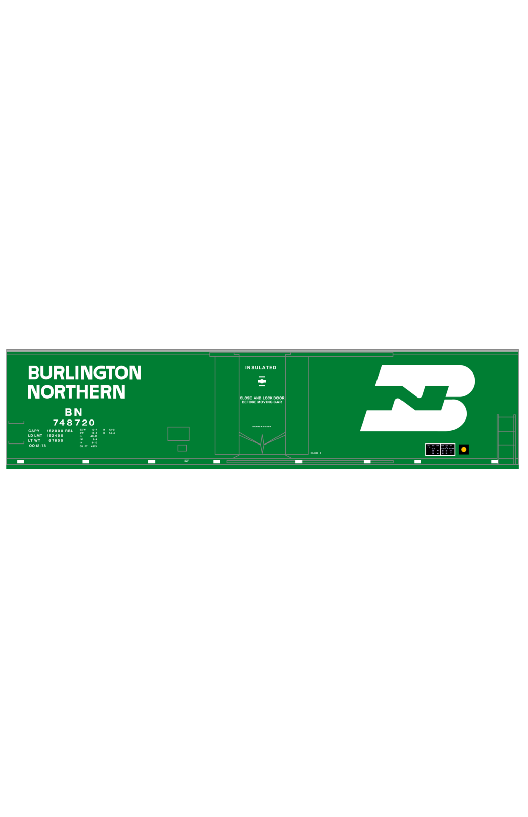 Burlington Northern Insulated 50 Ft Boxcar White