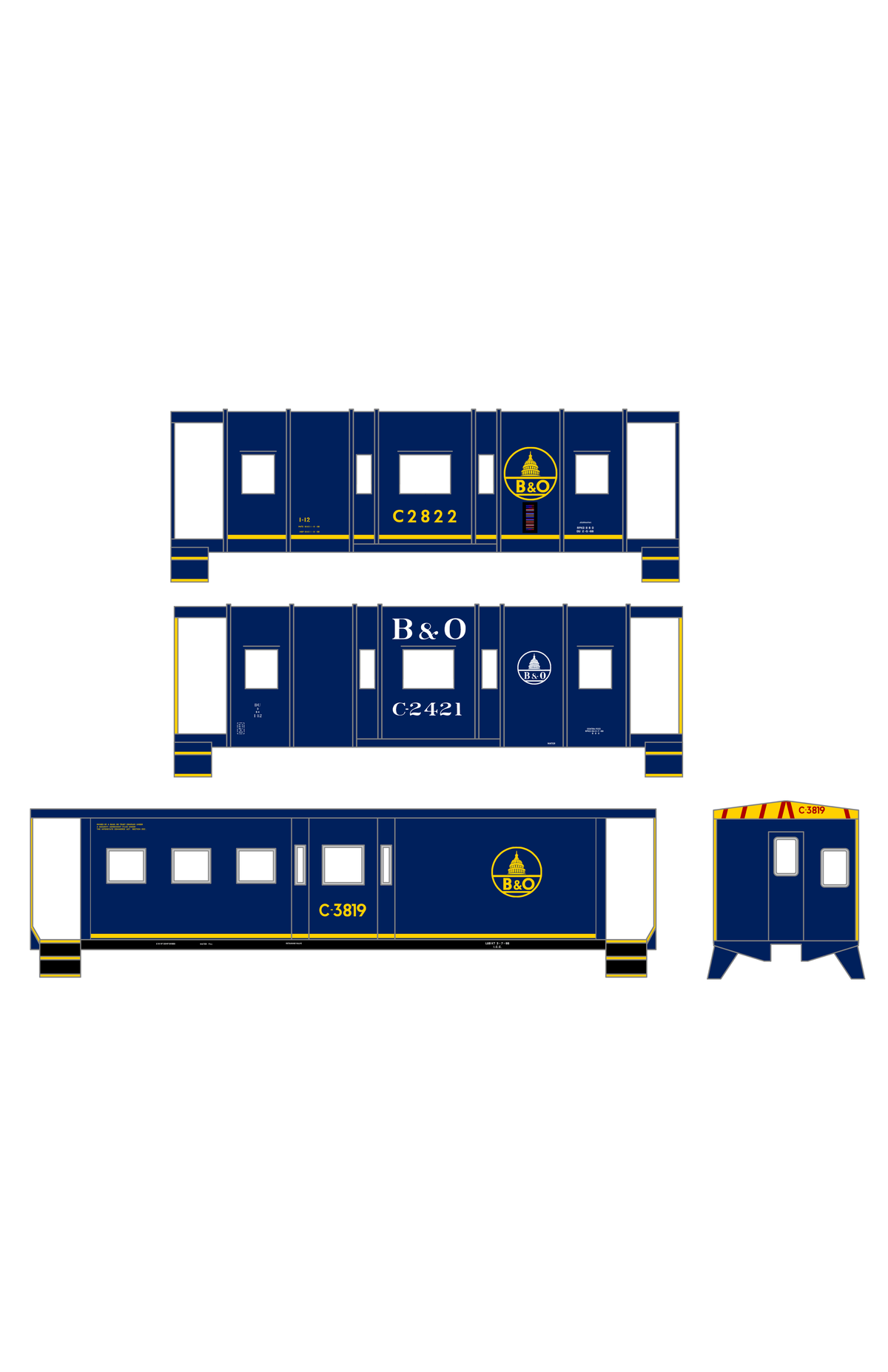Baltimore and Ohio Blue Caboose Yellow