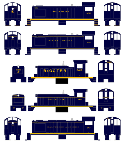 B&O Chicago Terminal and Staten Island B&OCT SIRT Diesel Switcher Locomotive Yellow  - Decal