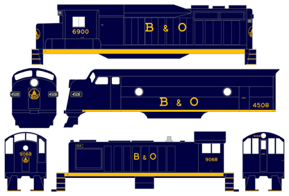 Baltimore and Ohio Diesel Locomotive Yellow Late B & O Scheme - Decal