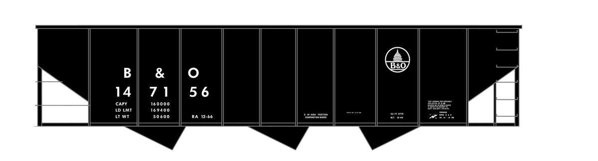 Baltimore and Ohio Ribbed Triple Hopper White Futura Font