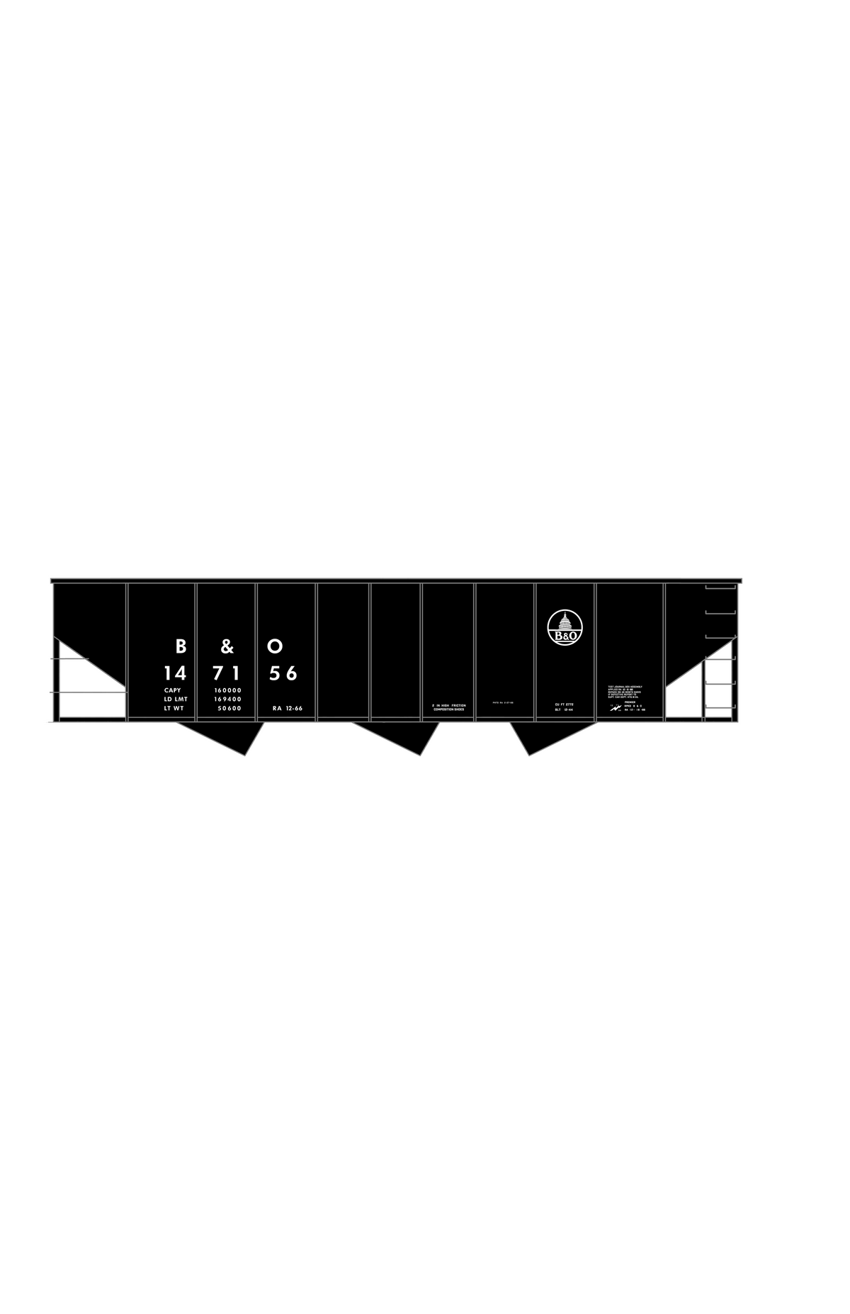 Baltimore and Ohio Ribbed Triple Hopper White Futura Font