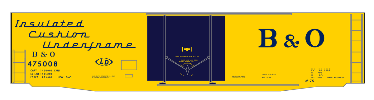 Baltimore and Ohio Insulated Boxcar Dark Blue Futura Lettering