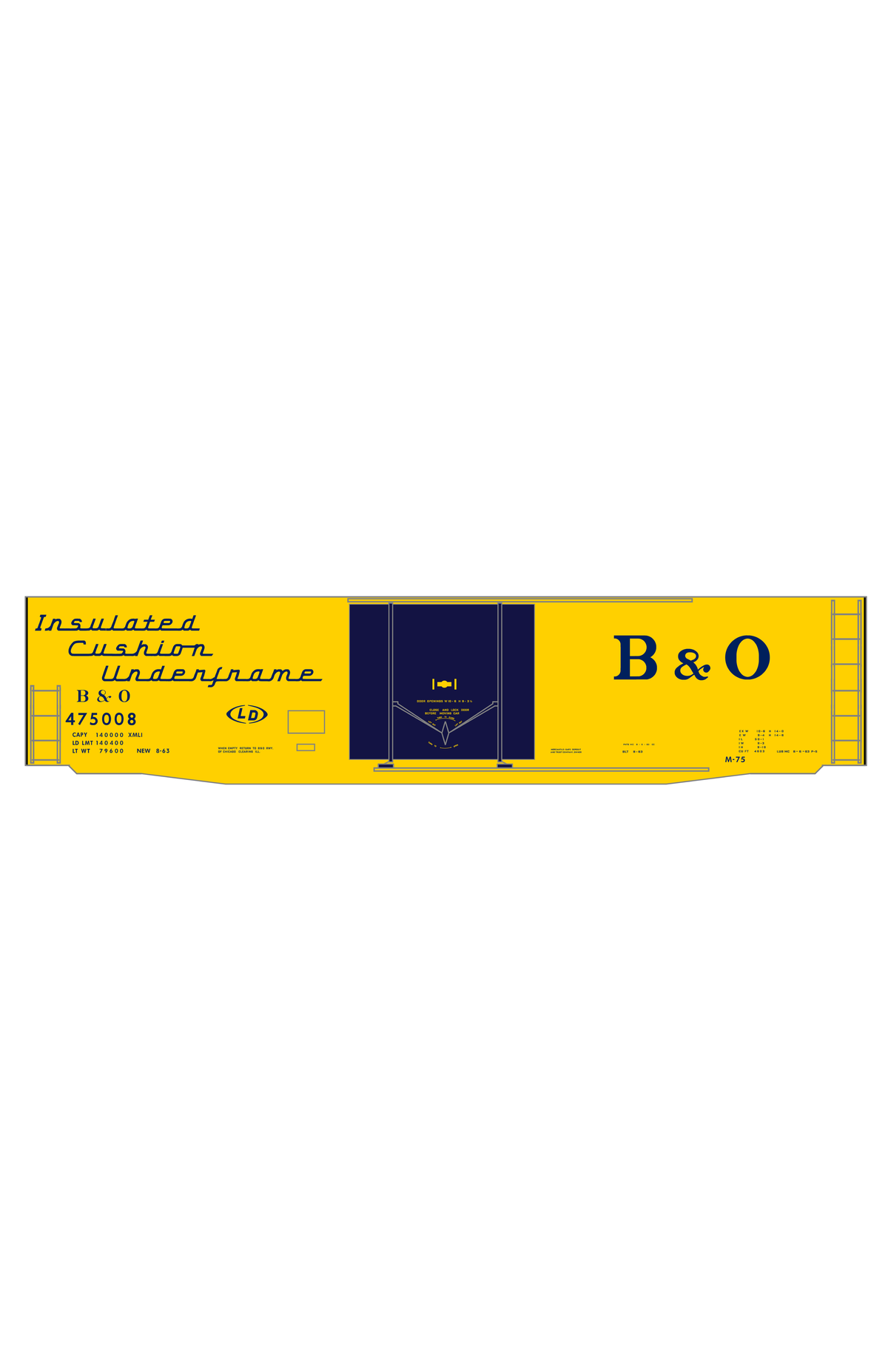 Baltimore and Ohio Insulated Boxcar Dark Blue Futura Lettering