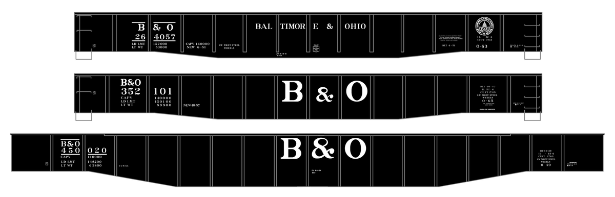 Baltimore and Ohio Gondola White Roman Lettering