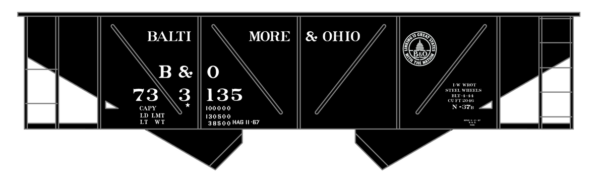 Baltimore and Ohio Diagonally Braced Twin Hopper White