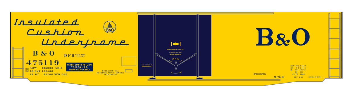 Baltimore and Ohio Insulated Boxcar Dark Blue Roman Lettering