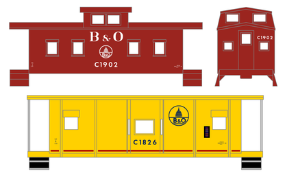 Baltimore and Ohio Yellow/Late Red Caboose Blue and White