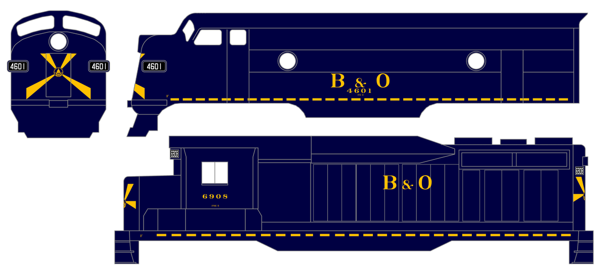 Baltimore and Ohio Diesel Locomotive Yellow Sunburst Scheme