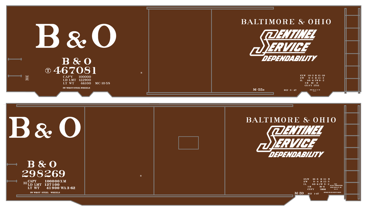 Baltimore and Ohio 40 Ft Boxcar White Sentinel Service