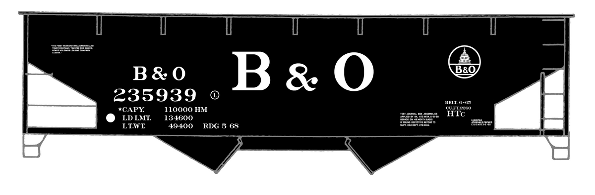 Baltimore and Ohio Offset Twin Hopper White