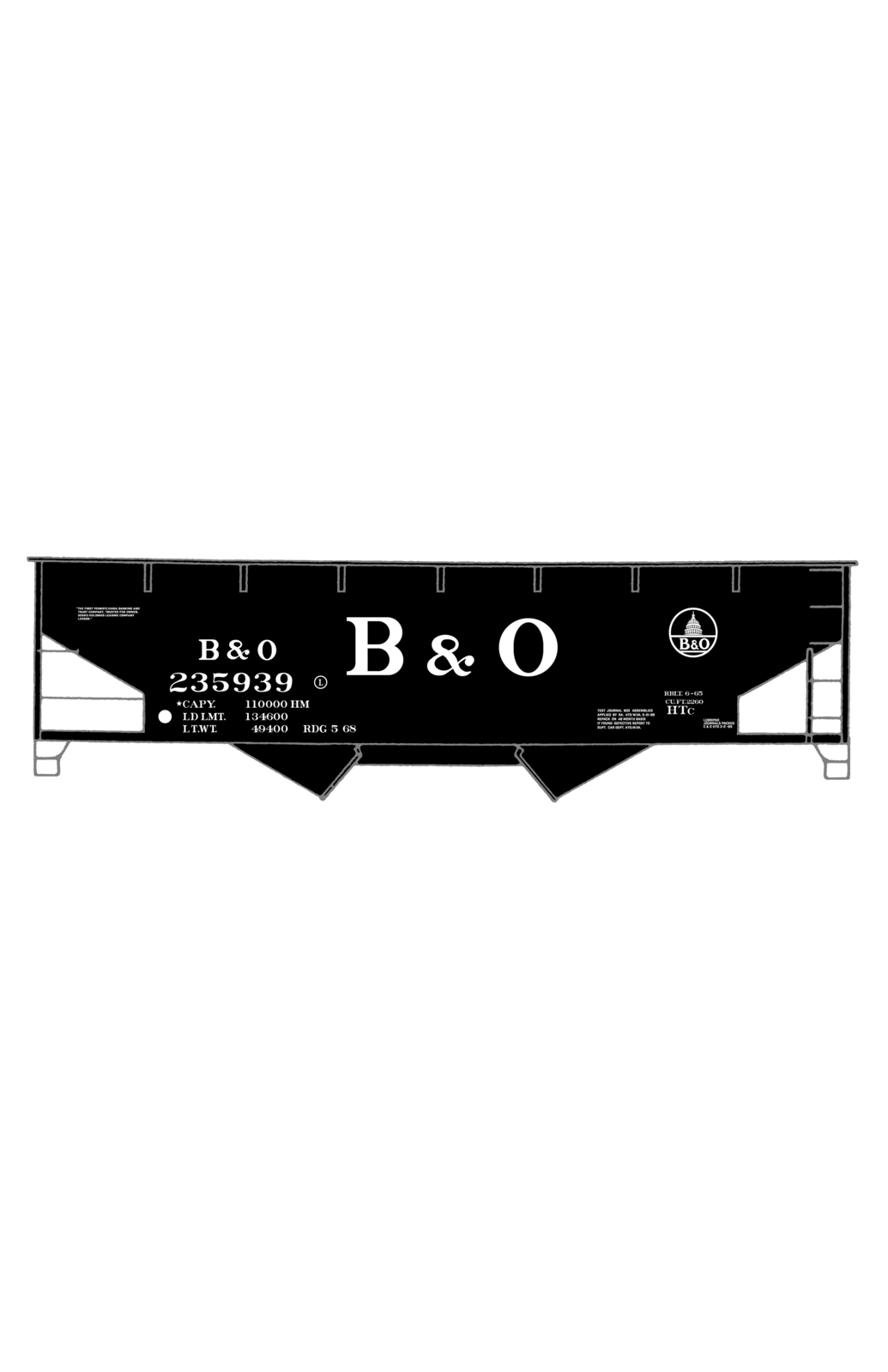 Baltimore and Ohio Offset Twin Hopper White