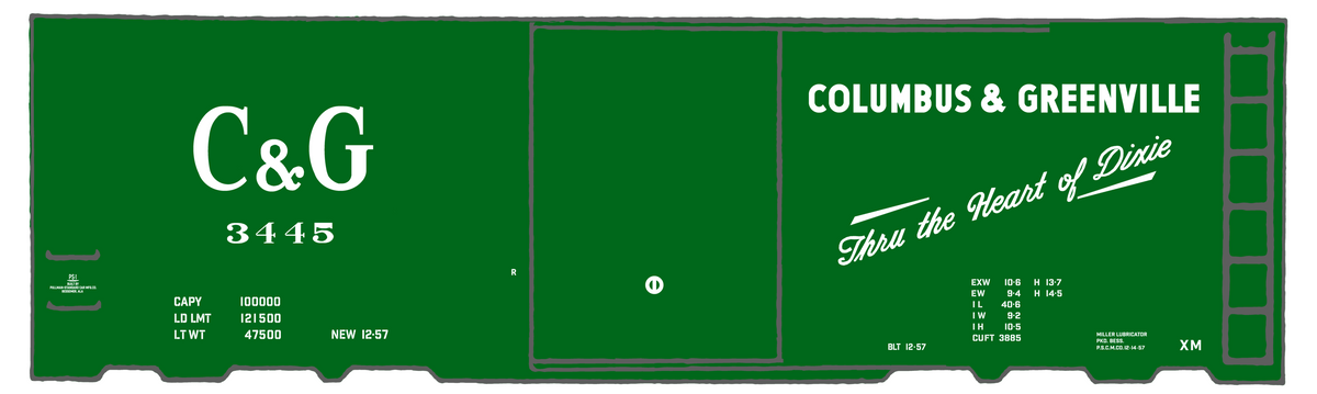 Columbus and Greenville 40 Ft Boxcar White