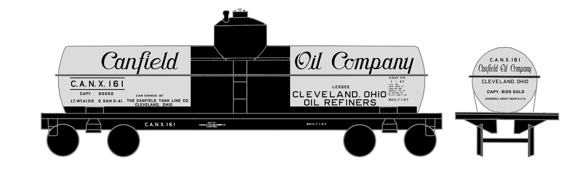 Canfield Oil Company 8000 Gallon Tank Car Black Cleveland Ohio