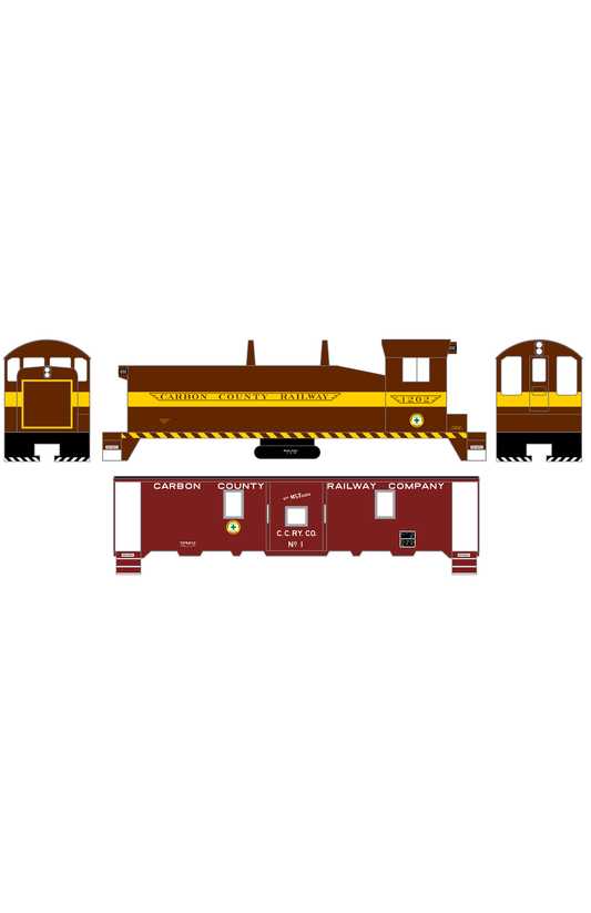 Carbon County Railway EMD Diesel Switcher and Caboose Tuscan