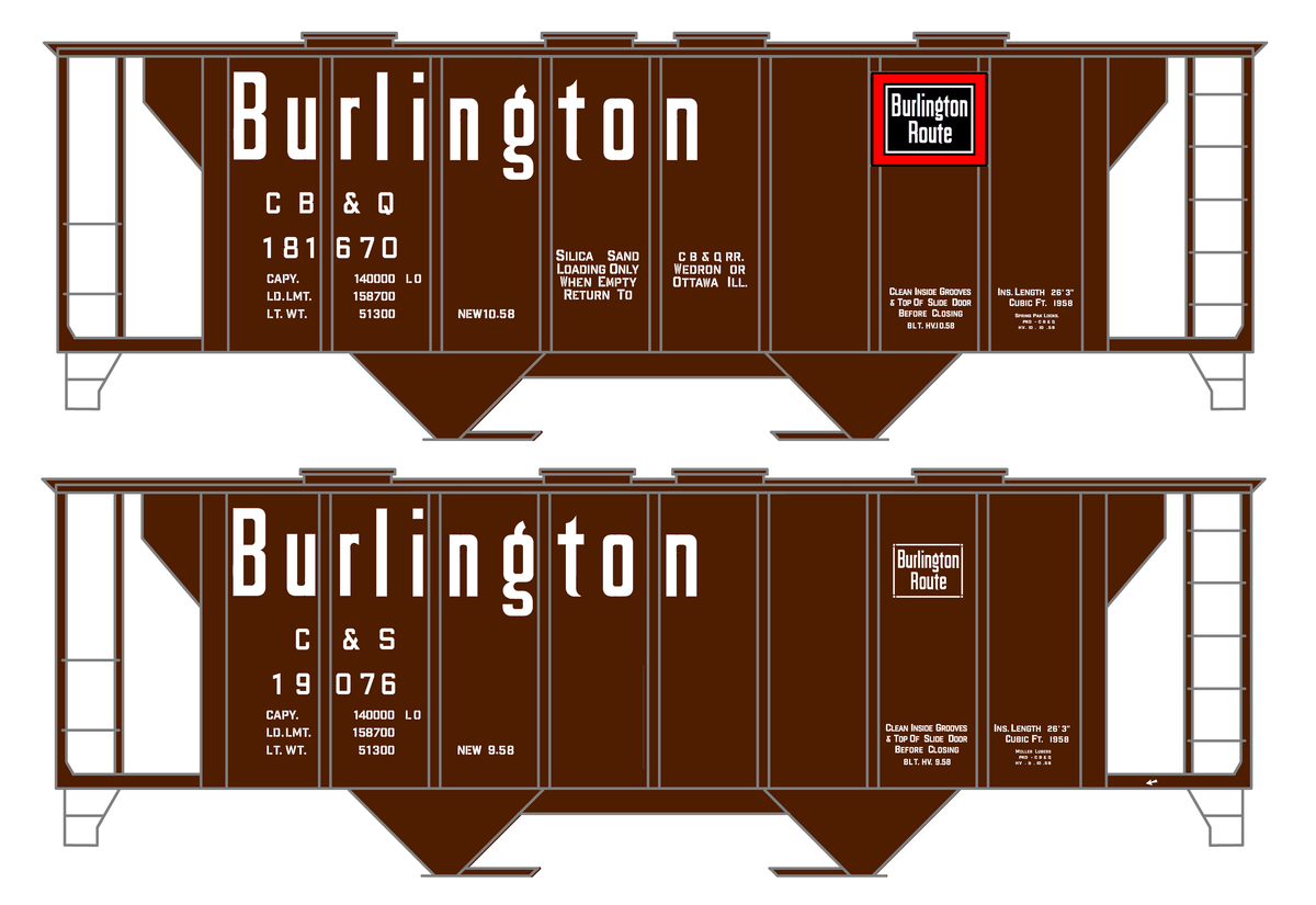 Burlington CB&Q 2 Bay Covered Hopper White