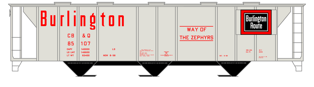Burlington CB&Q PS2 3 Bay Covered Hopper Red
