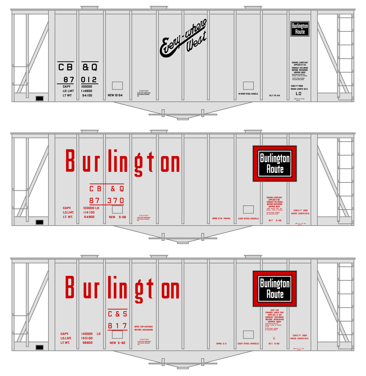 Burlington CB&Q Airslide Covered Hopper Red and Black