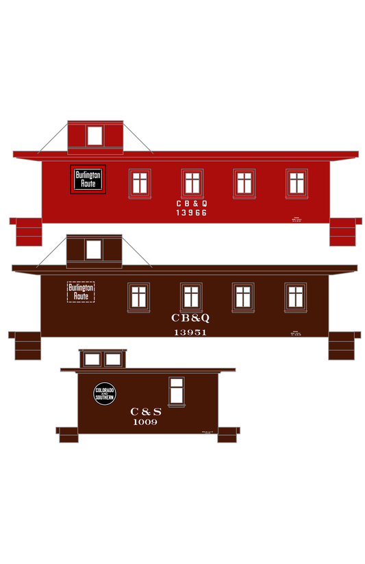 CB&Q FW&D, C&S Burlington Route Caboose White and Black