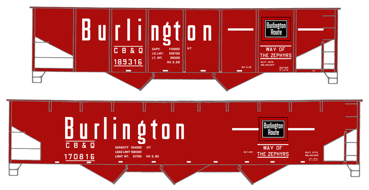Burlington CB&Q Chinese Red Hopper Car White