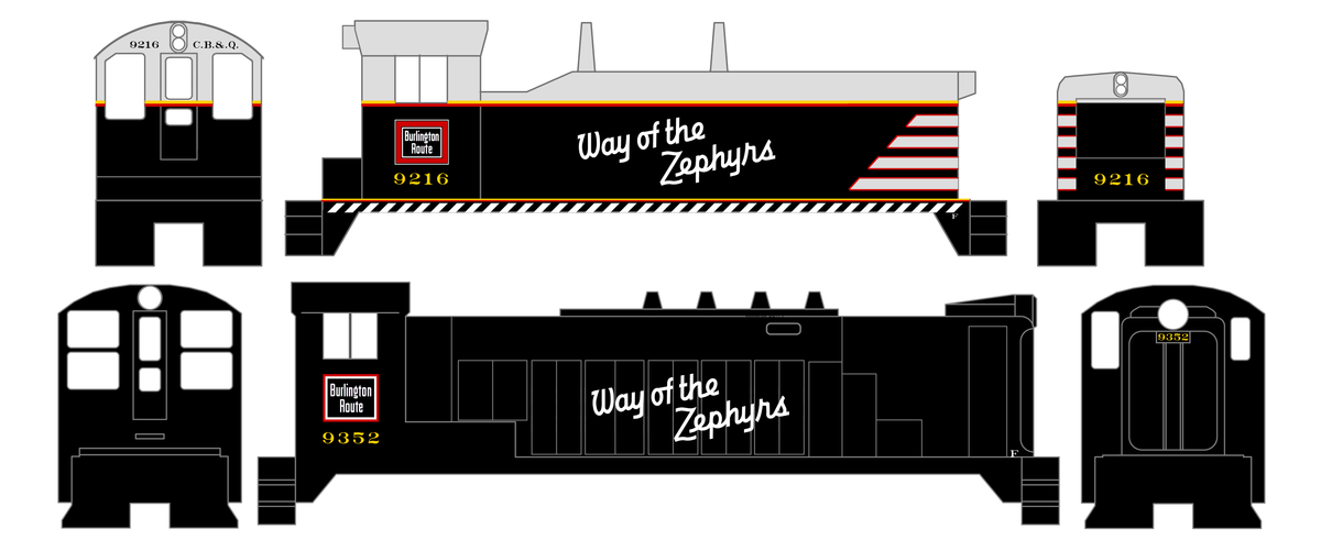 Burlington CB&Q EMD Or Baldwin Diesel Switcher Red Yellow and Gray