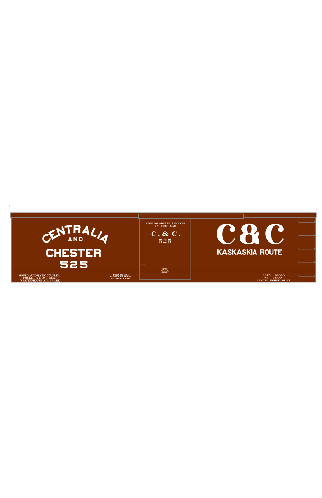 Centralia and Chester 34 Ft Wood Boxcar White